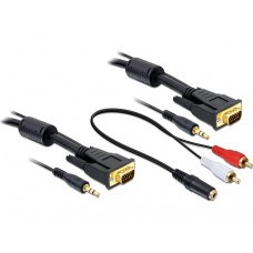 Kabel VGA + Audio Moški/Moški 5m Delock