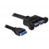 Kabel USB 3.0 Pinheader Ženski > 2x USB 3.0-A Ženski 45cm paralelni