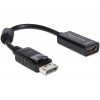 Adapter kabel DP-Moški > HDMI-Ženski 22,5cm črni