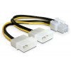 Kabel Power Molex 4pin Moški 2x > 1x 6pin PCI Express 15cm